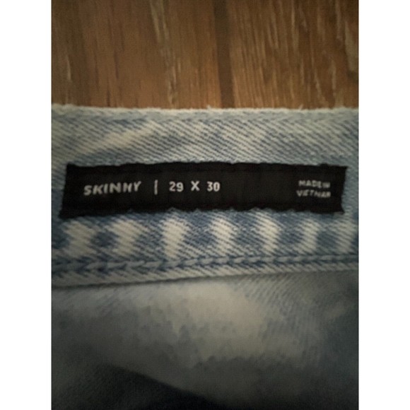 Pacsun Jeans Mens Size 29x30 Light Blue Heavy Distressed Front Torn Pockets - Picture 3 of 12